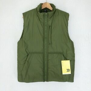 MARKS All in Motion Puffer‎ Vest Womens Small Green Sherpa Lined Full Zip
